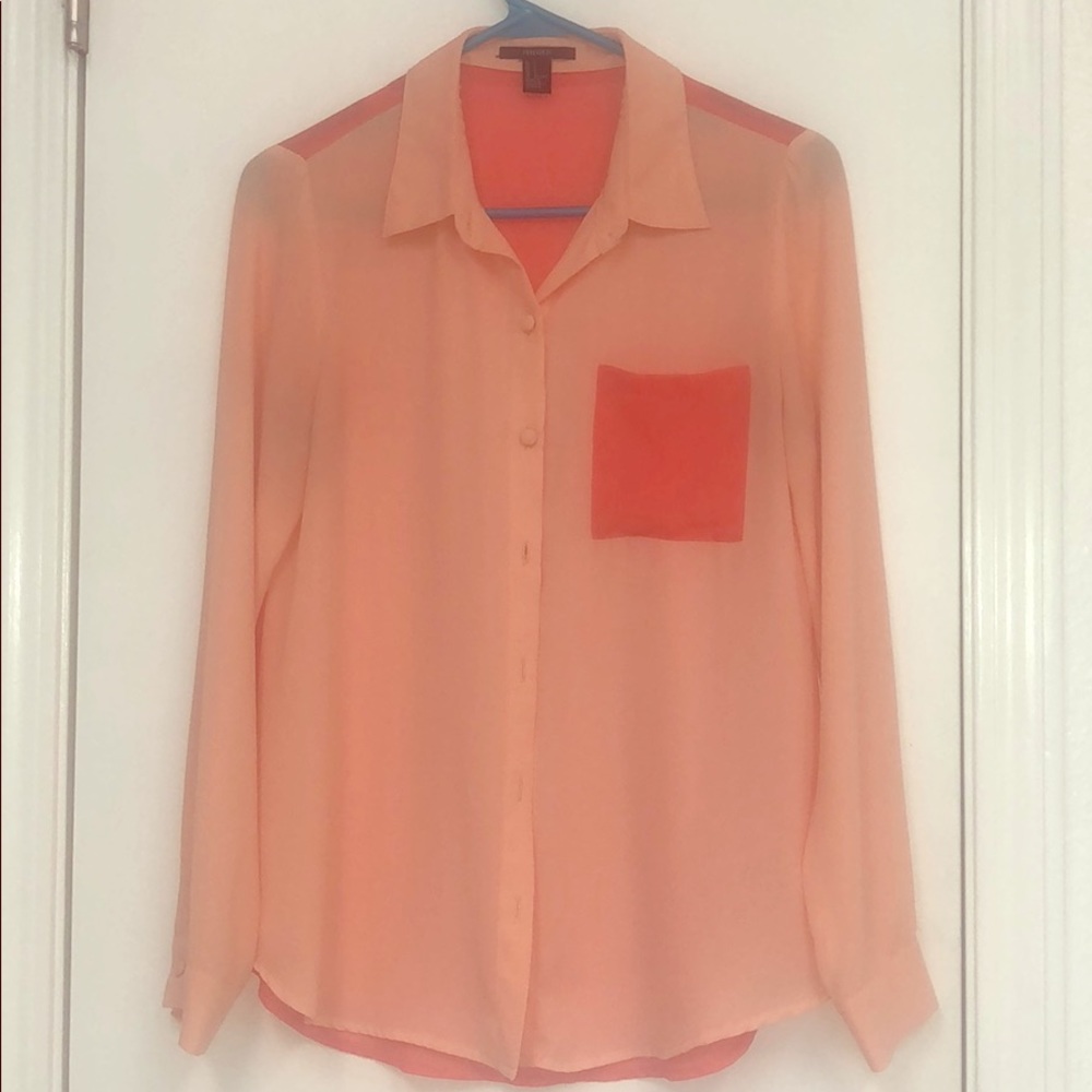 Peach button up blouse